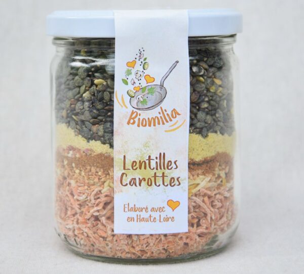 repas sain Biomilia - lentilles carottes