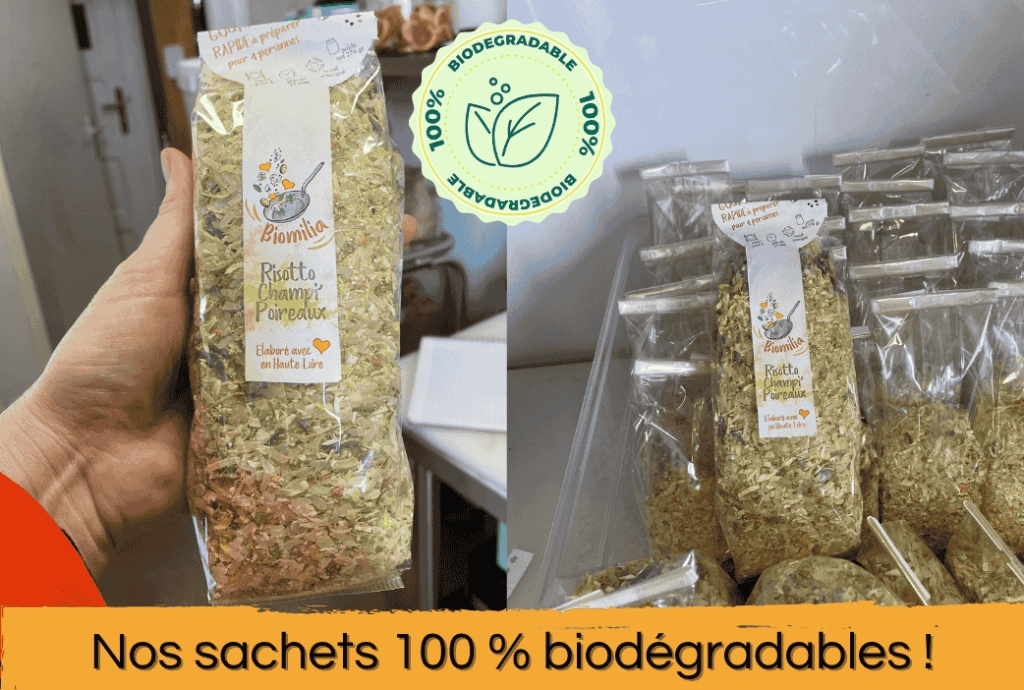 Chez Biomilia, nous avons fait le choix de sachets biodégradables
